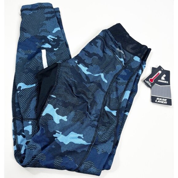 Russell Small Warm Base Layer Tights Blue Camo Reflective Moisture Wicking NWT - Picture 1 of 7